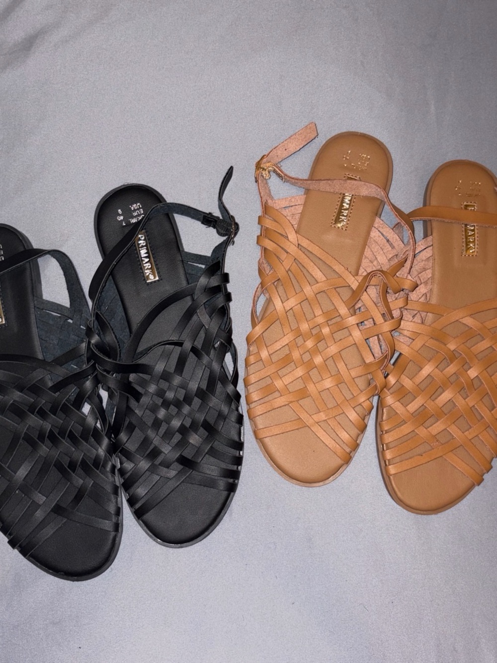 Primark Woven Strappy Sandals - Black and Tan